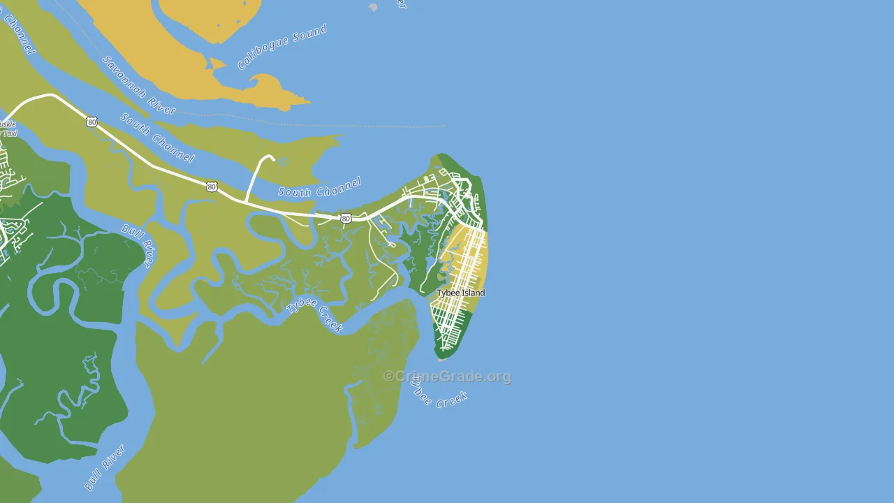 Tybee Island, GA Map of Assault Rates
