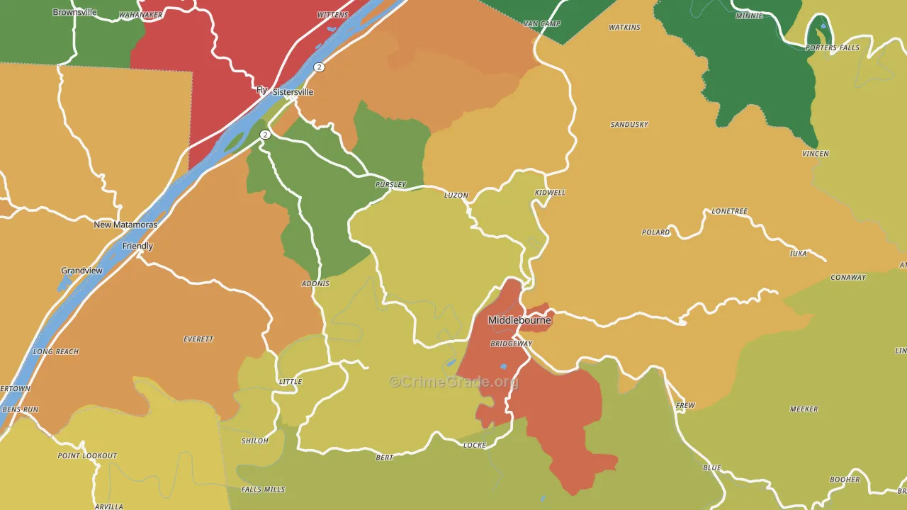 Tyler County, WV Map of Assault Rates