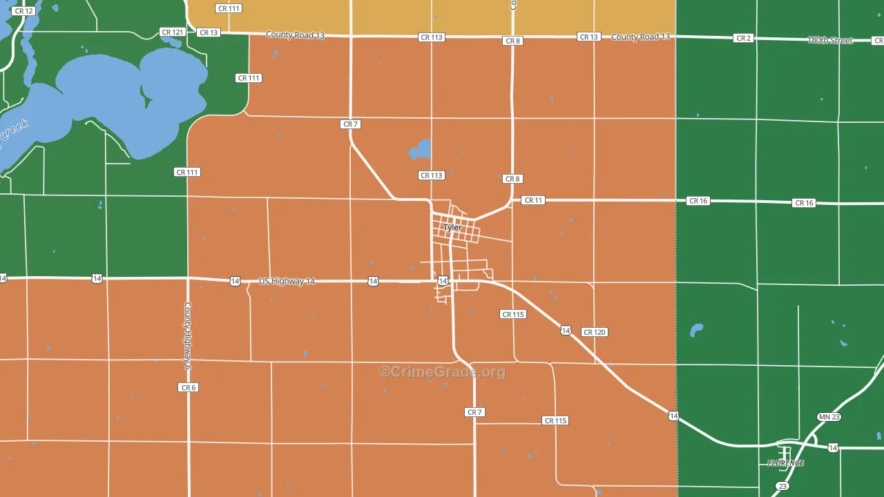 Tyler, MN Map of Assault Rates