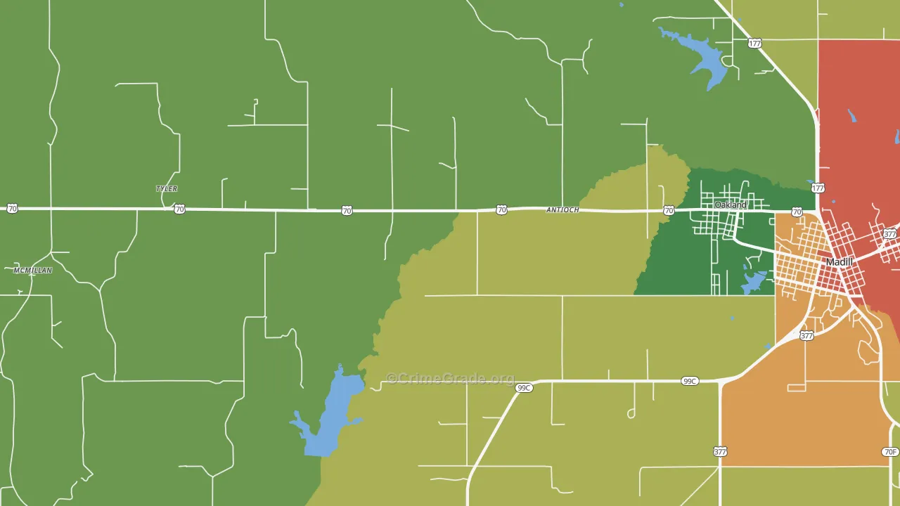 Tyler, OK Map of Assault Rates