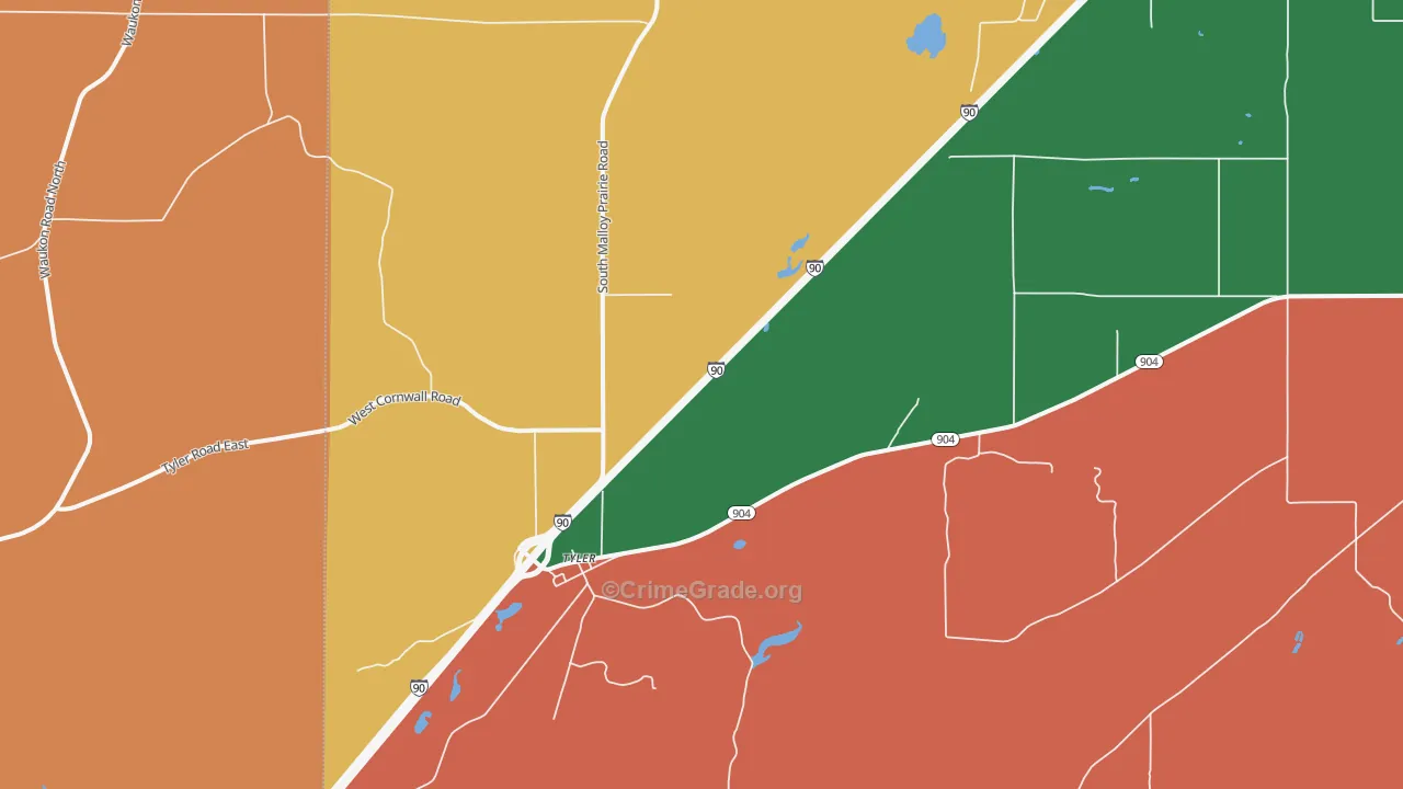 Tyler, WA Map of Assault Rates