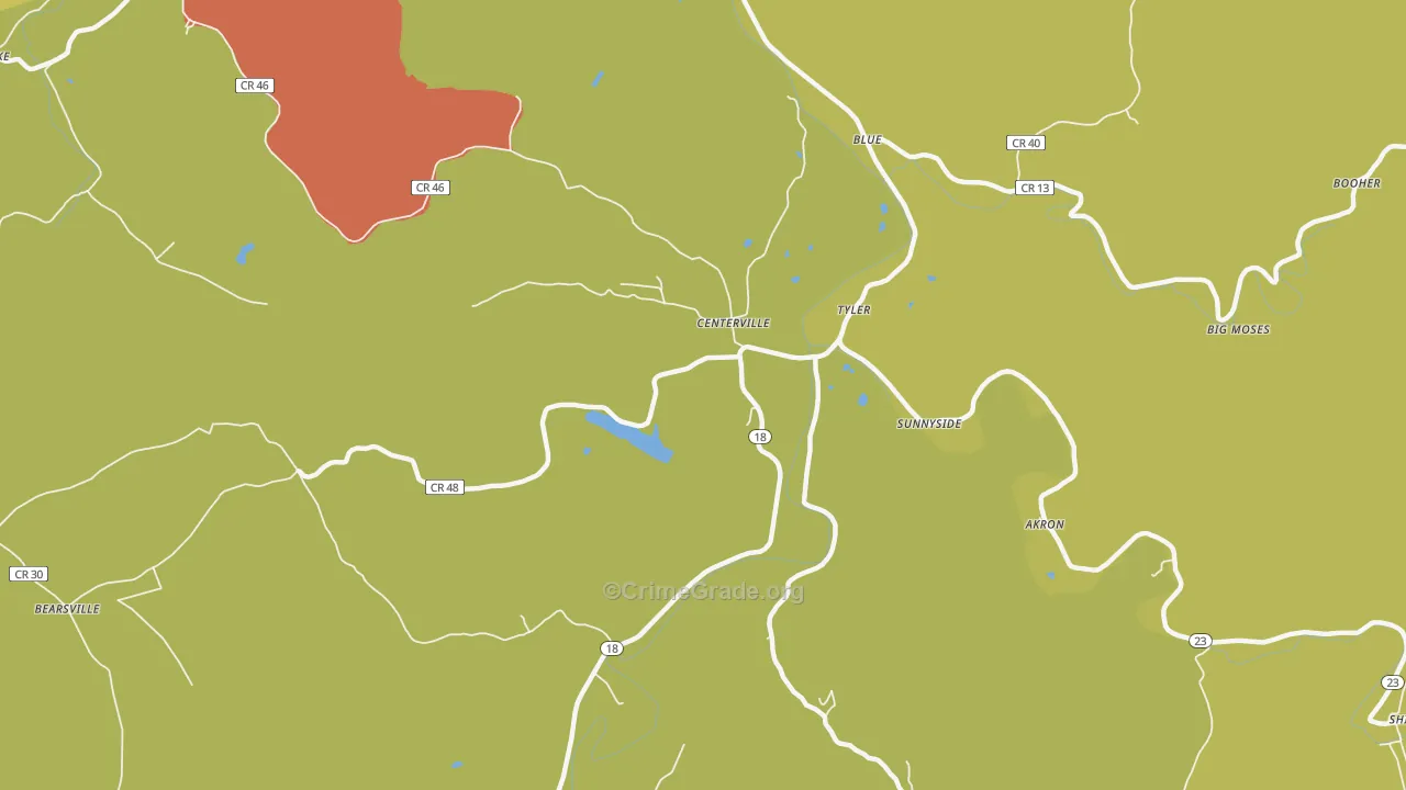 Tyler, WV Map of Assault Rates