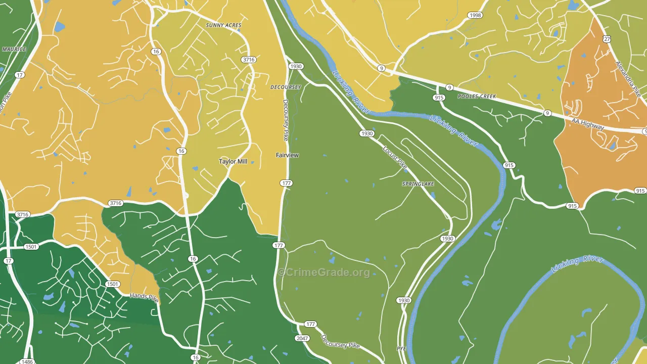 Tylor Mill, KY Map of Assault Rates