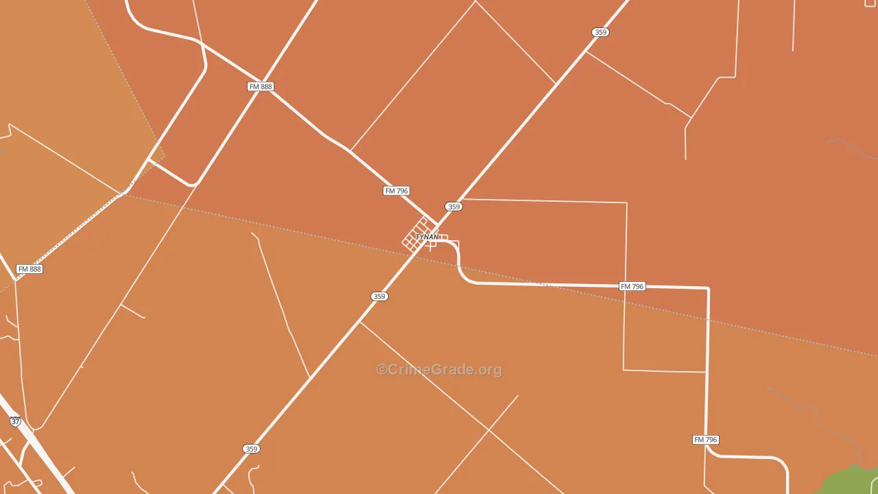 Tynan, TX Map of Assault Rates