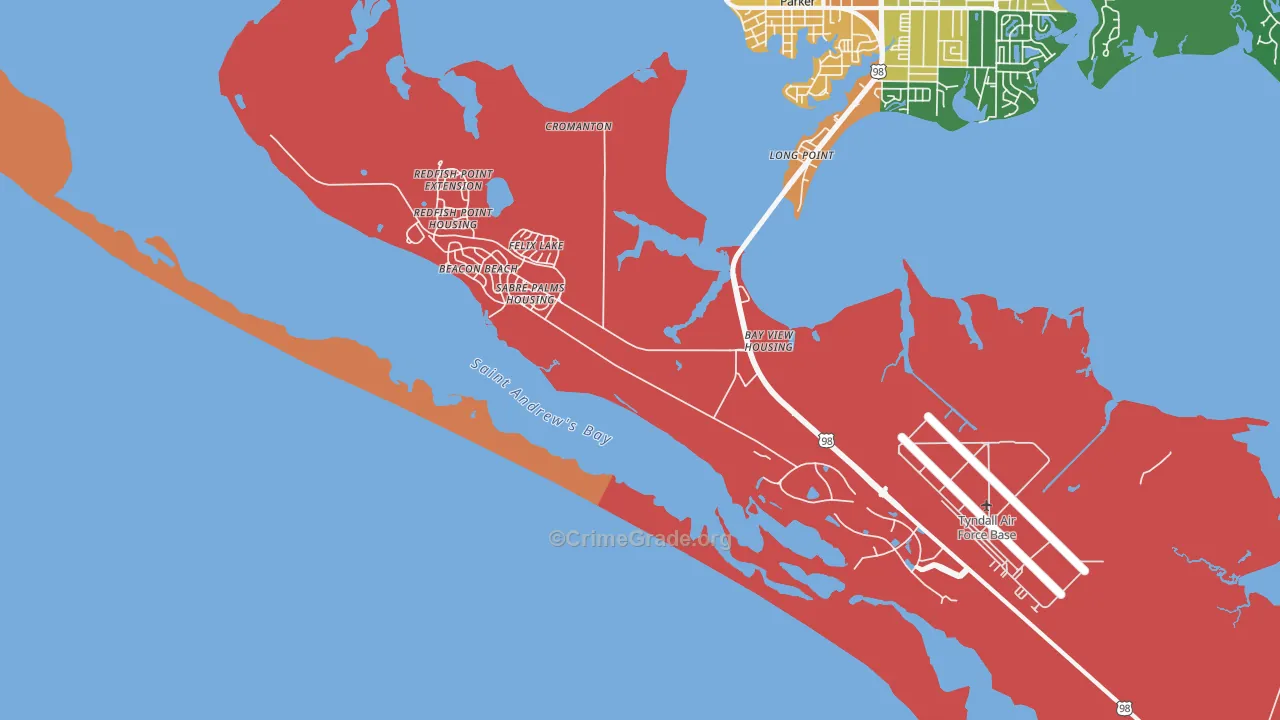 Tyndall AFB, FL Map of Assault Rates