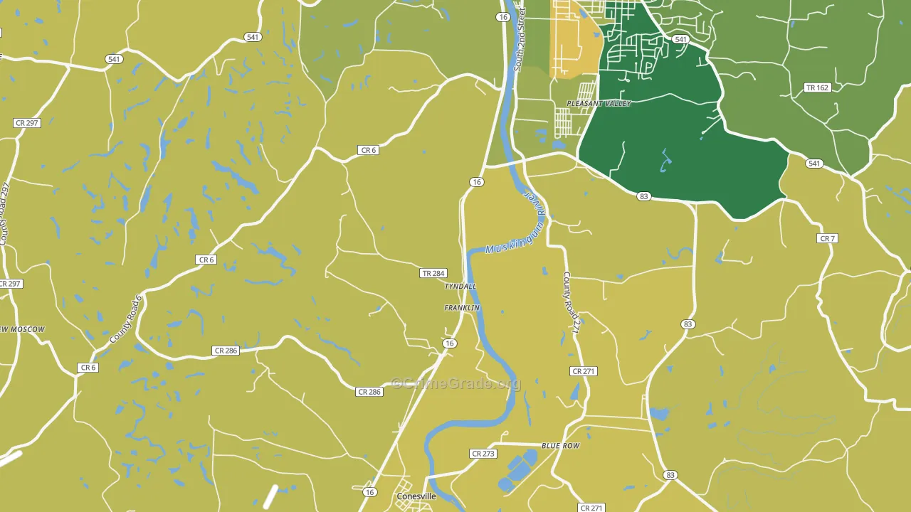 Tyndall, OH Map of Assault Rates