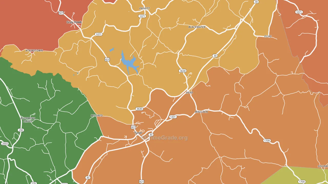 Tyner, KY Map of Assault Rates
