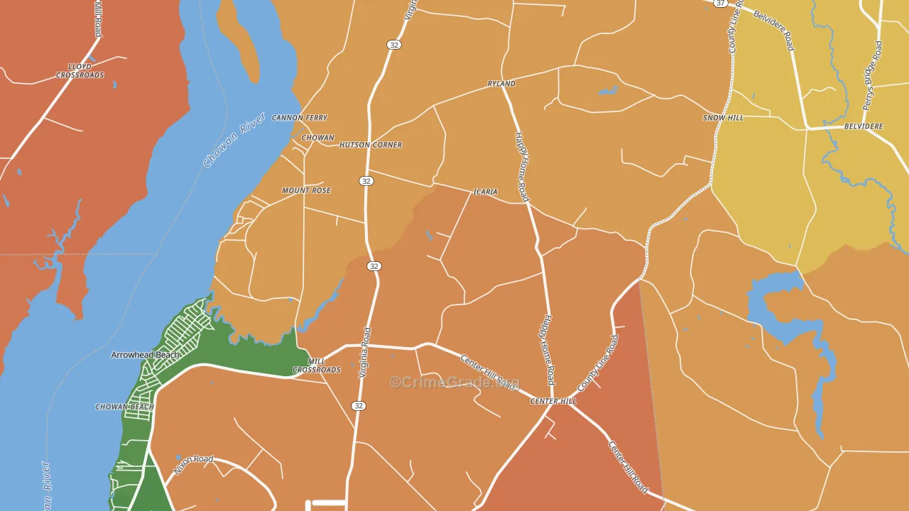Tyner, NC Map of Assault Rates