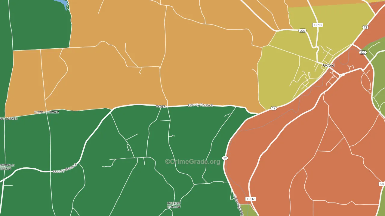 Tyner, NY Map of Assault Rates