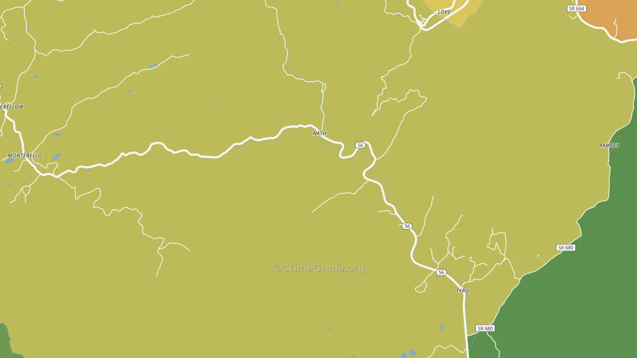Tyro, VA Map of Assault Rates