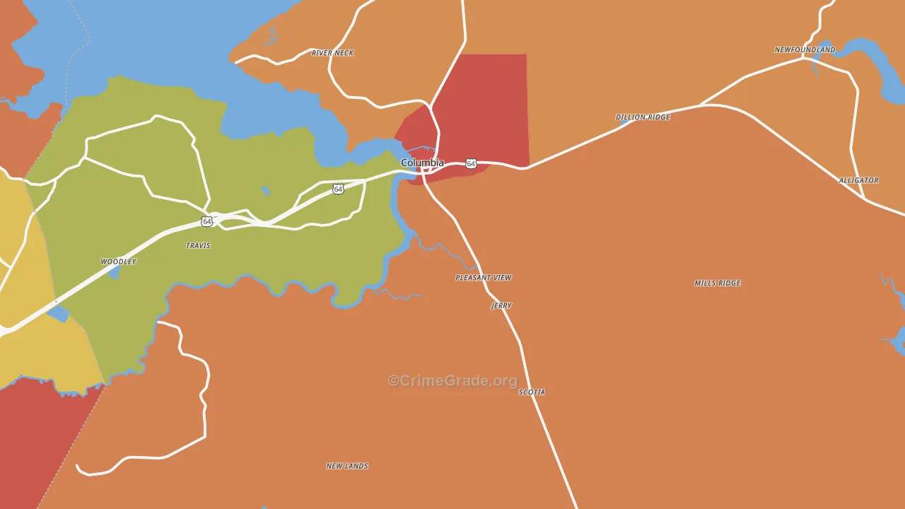 Tyrrell County, NC Map of Assault Rates
