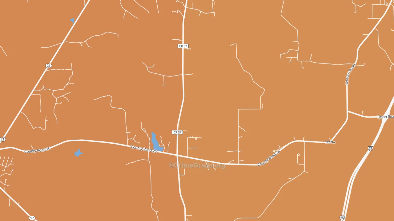 Tyson, AL Map of Assault Rates