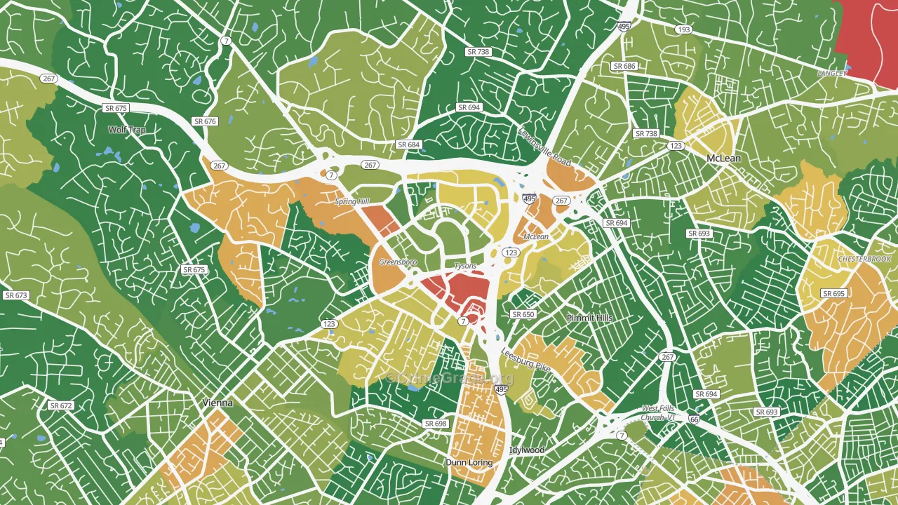 Tysons Corner, VA Map of Assault Rates