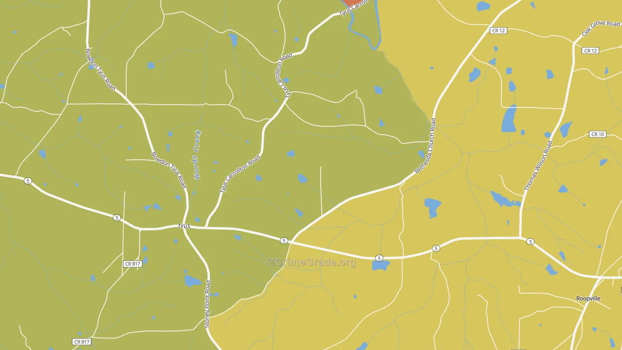 Tyus, GA Map of Assault Rates