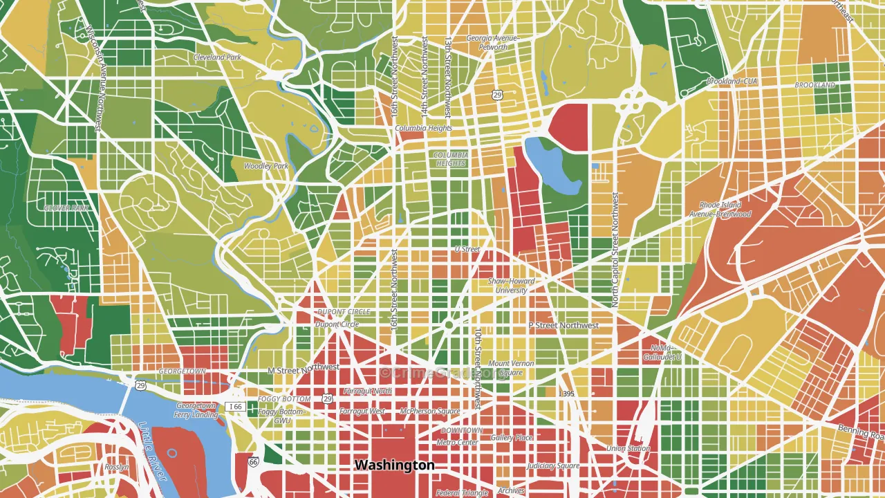 U Street Corridor, Washington, DC Map of Assault Rates