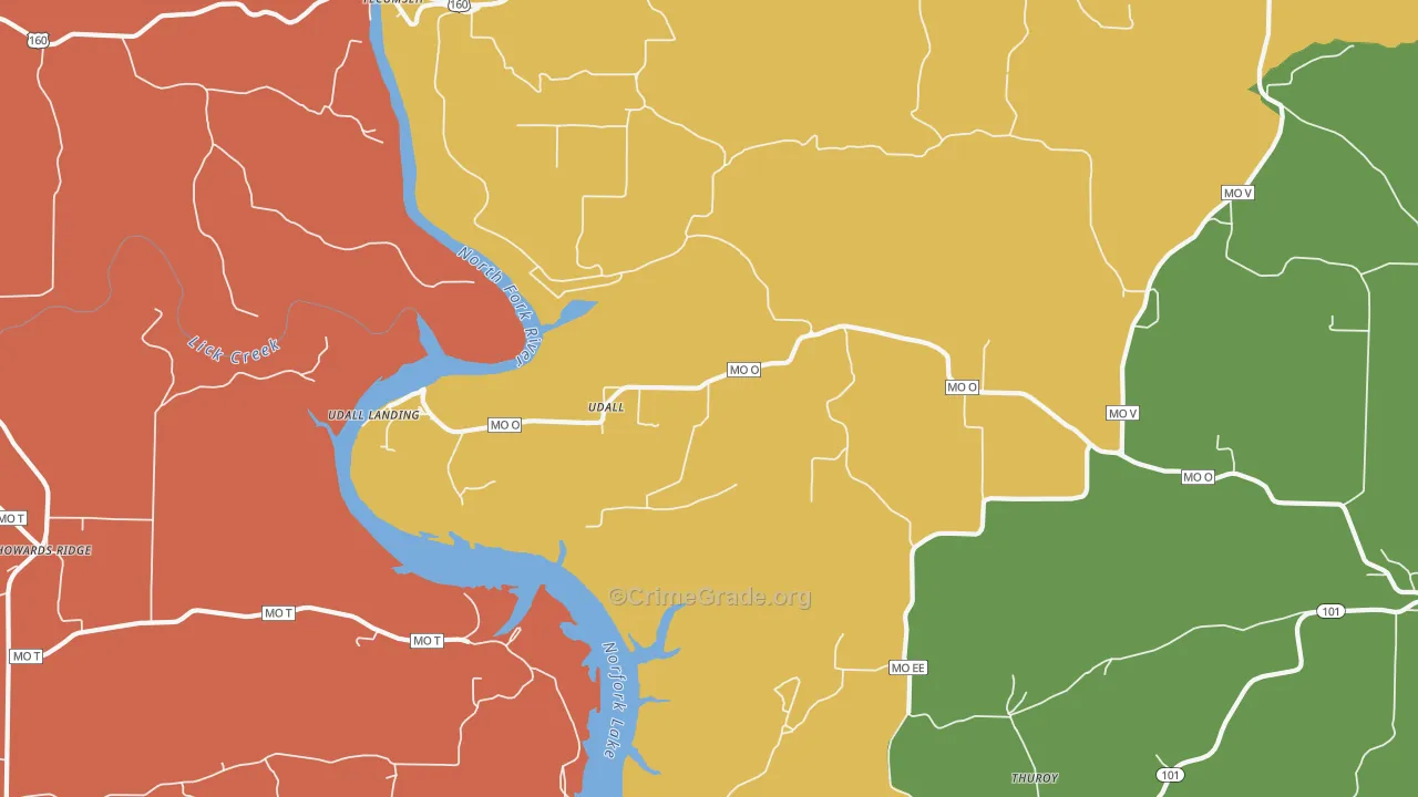 Udall, MO Map of Assault Rates
