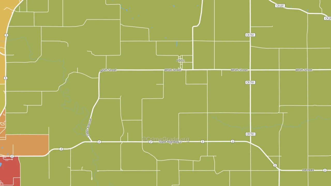 Udell, IA Map of Assault Rates