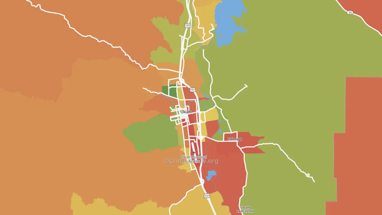Ukiah, CA Map of Assault Rates