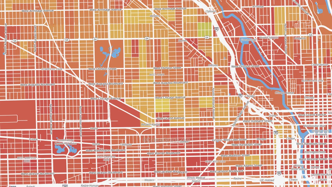 Ukrainian Village, Chicago, IL Map of Assault Rates