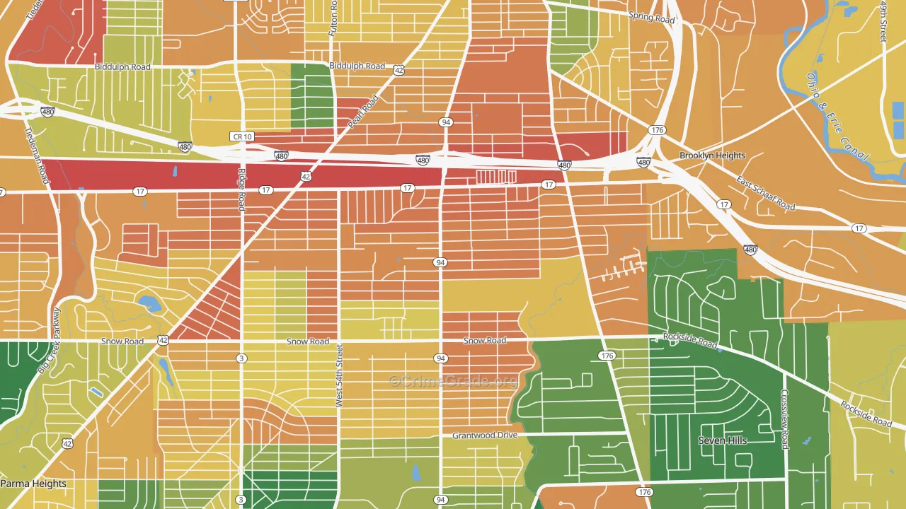 Ukrainian Village, Parma, OH Map of Assault Rates