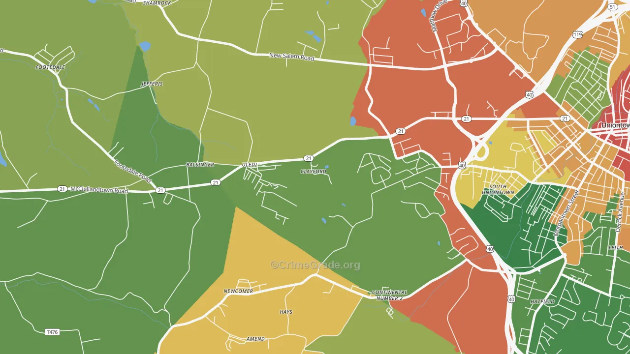 Uledi, PA Map of Assault Rates