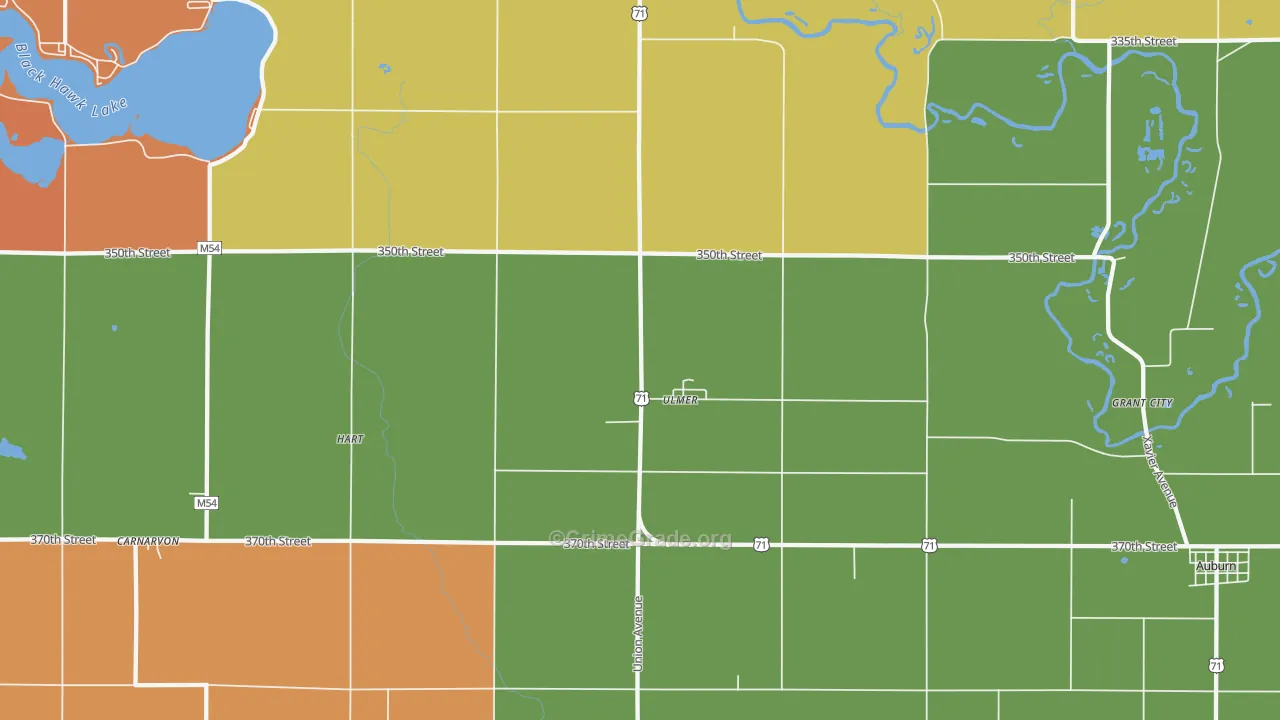 Ulmer, IA Map of Assault Rates