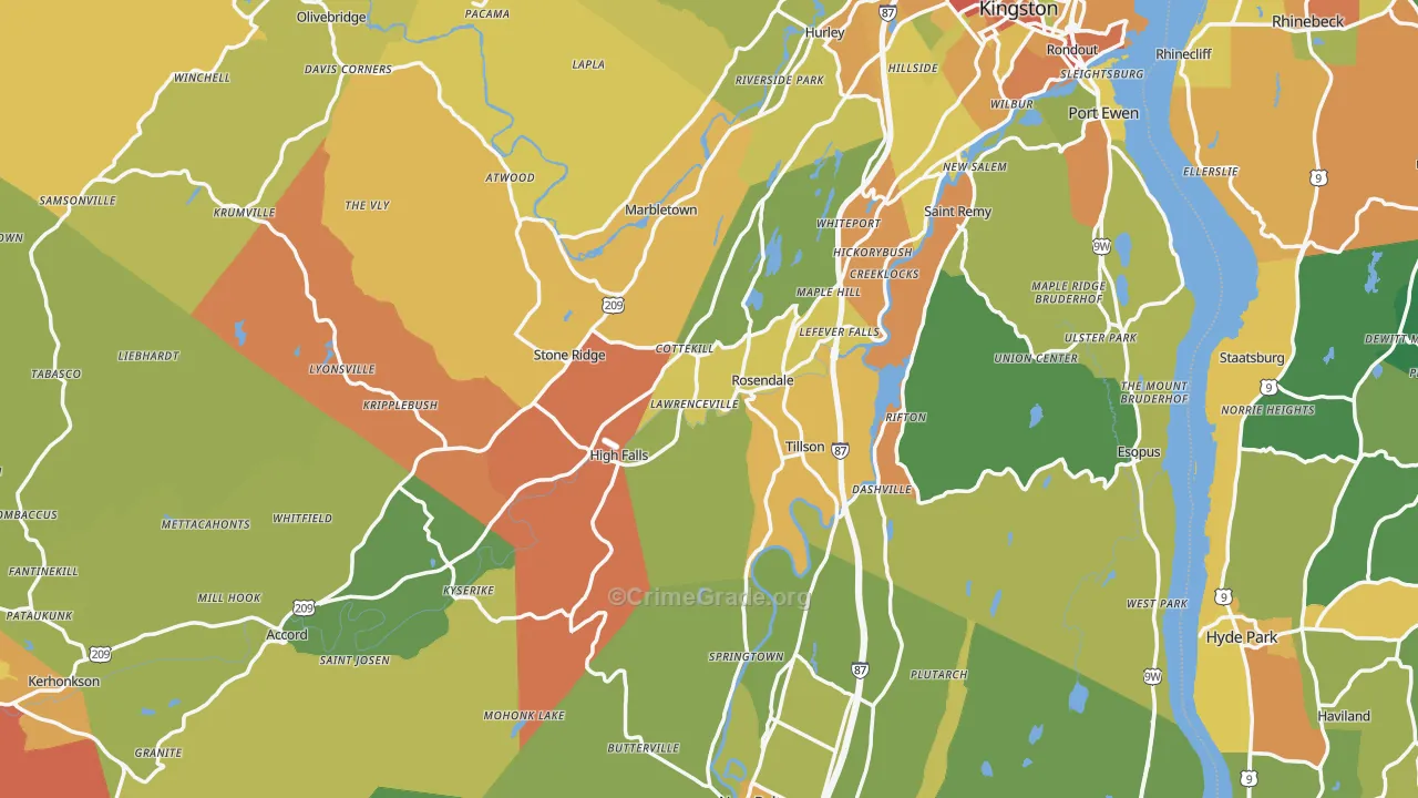 Ulster County, NY Map of Assault Rates