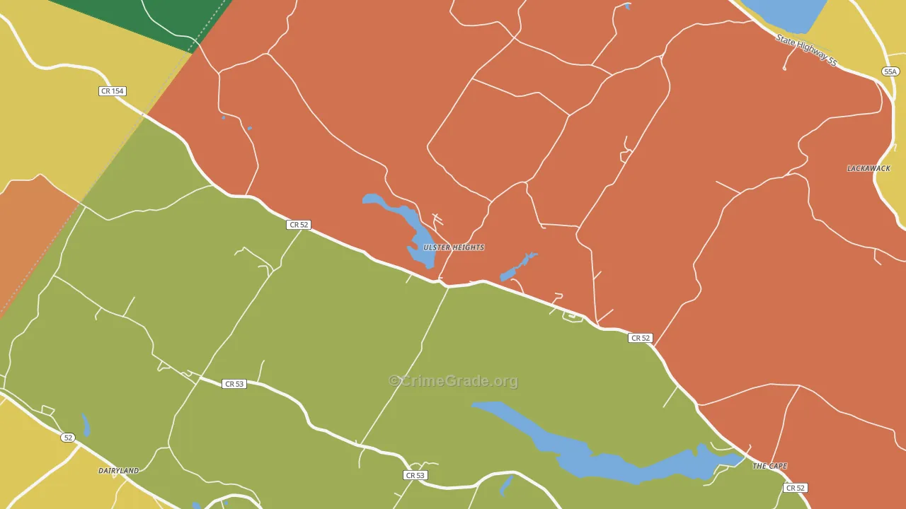 Ulster Heights, NY Map of Assault Rates