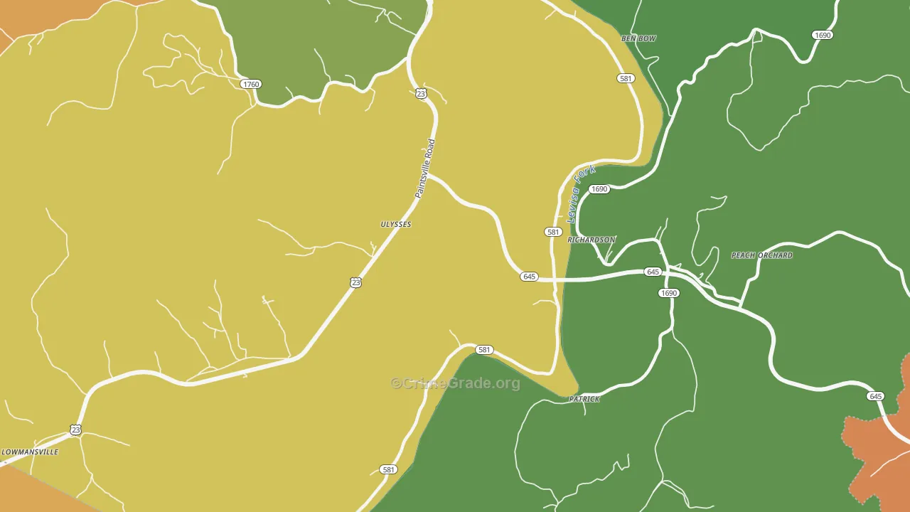Ulysses, KY Map of Assault Rates