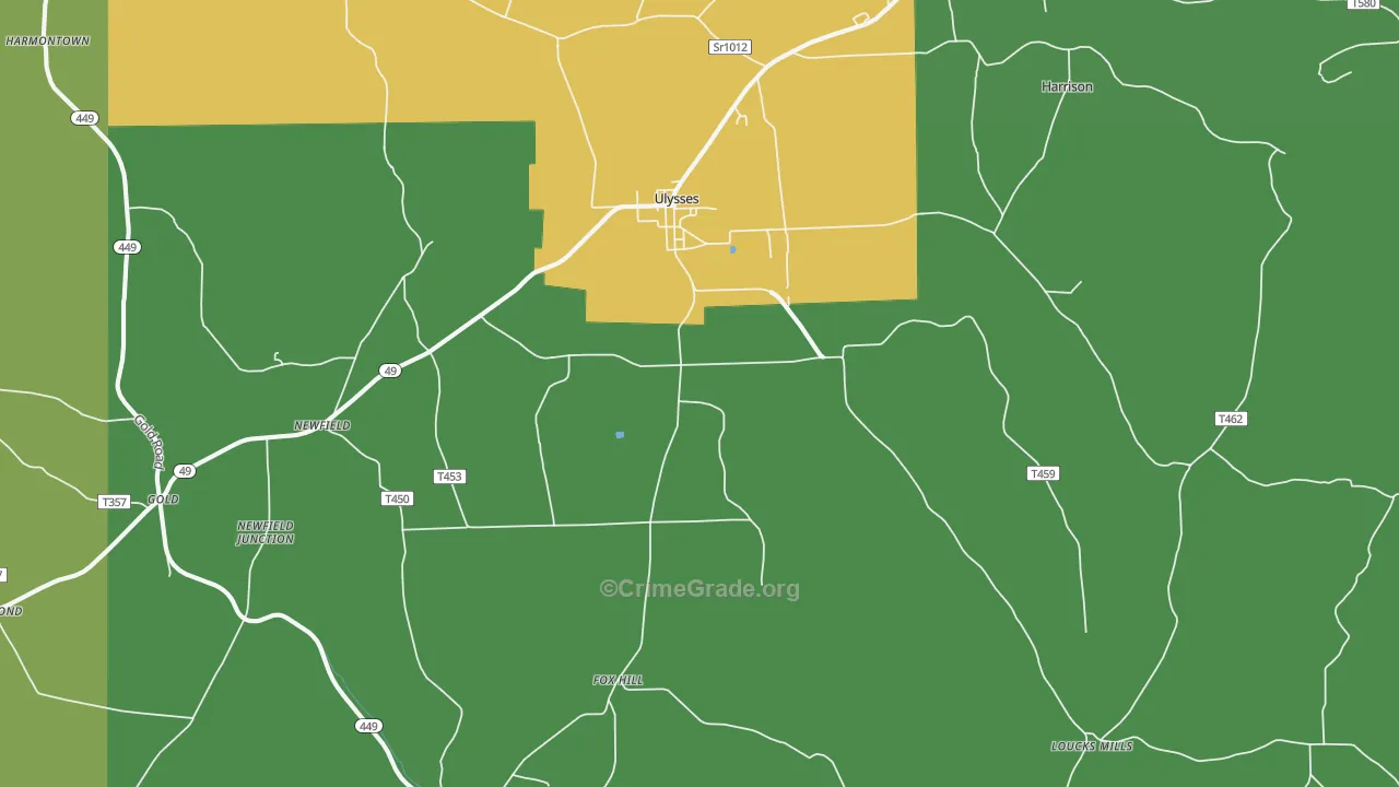 Ulysses, PA Map of Assault Rates