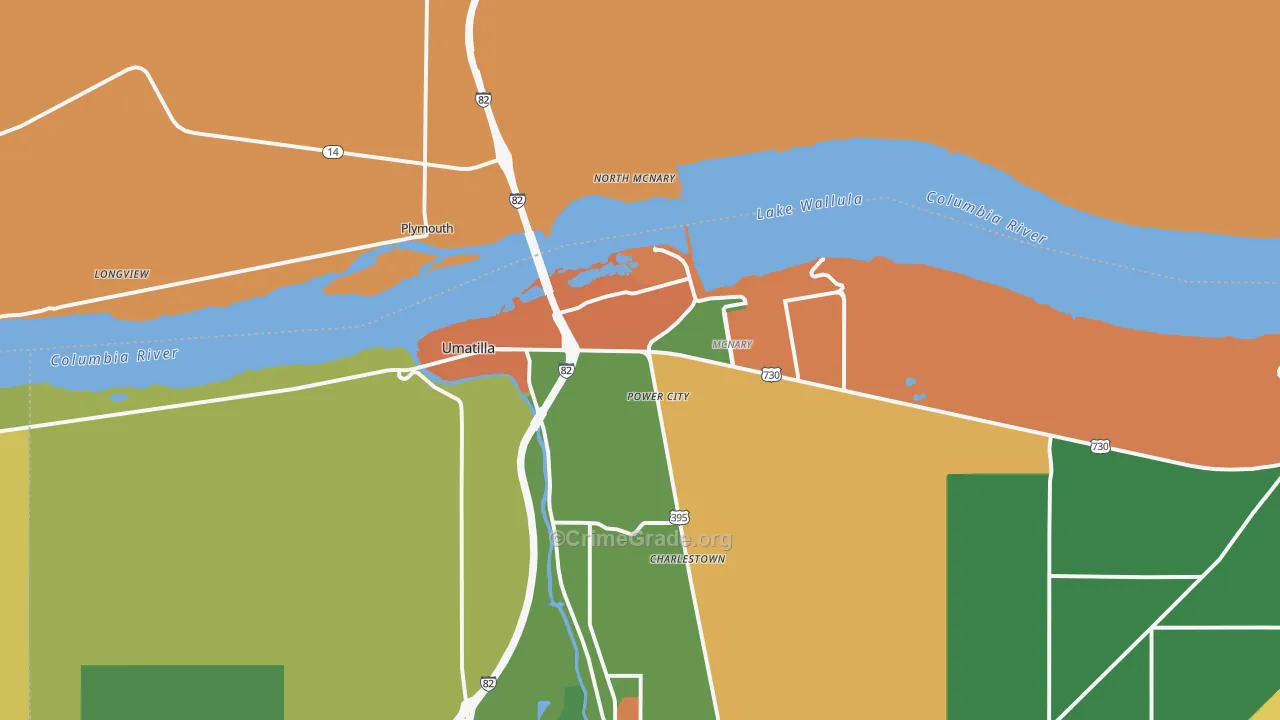 Umatilla, OR Map of Assault Rates