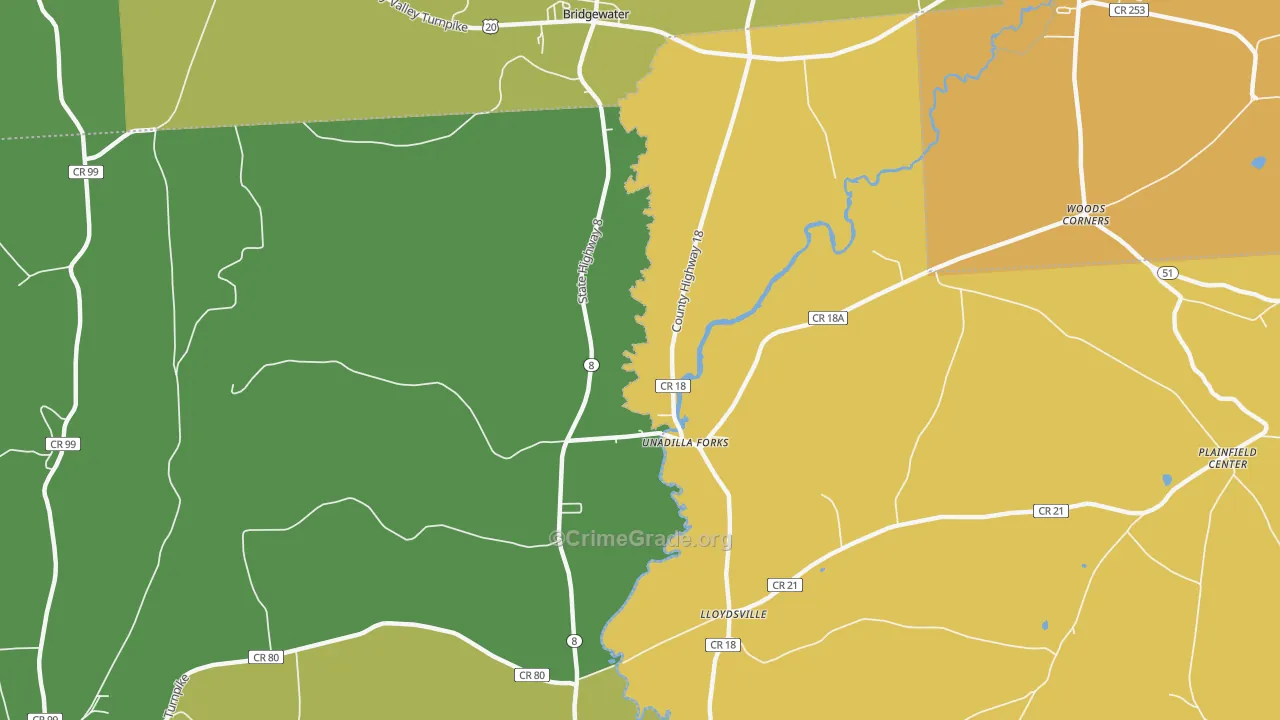 Unadilla Forks, NY Map of Assault Rates