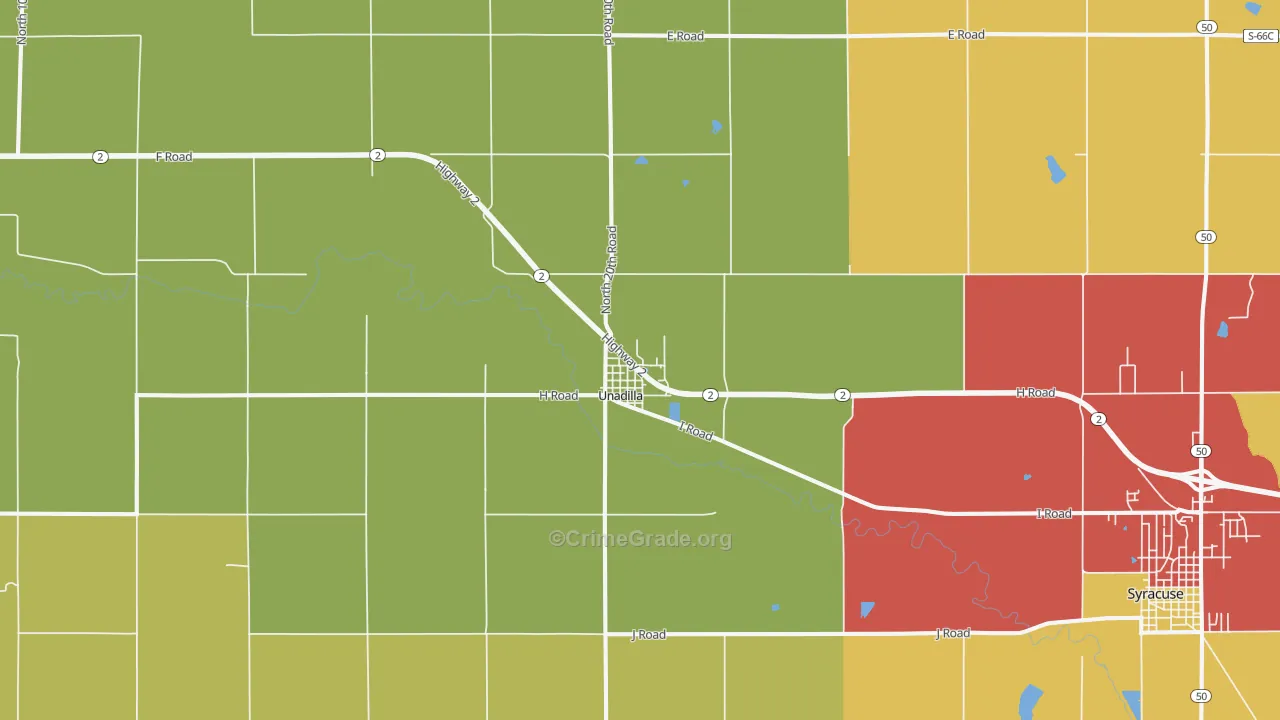 Unadilla, NE Map of Assault Rates