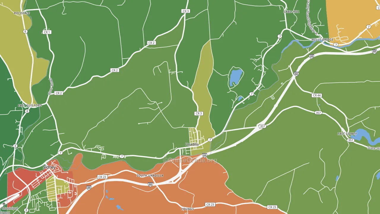 Unadilla, NY Map of Assault Rates