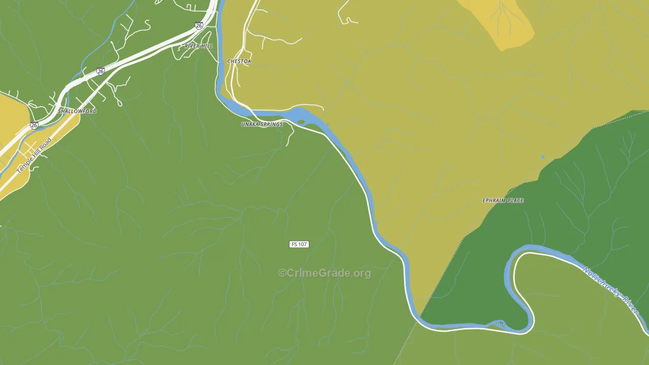 Unaka Springs, TN Map of Assault Rates