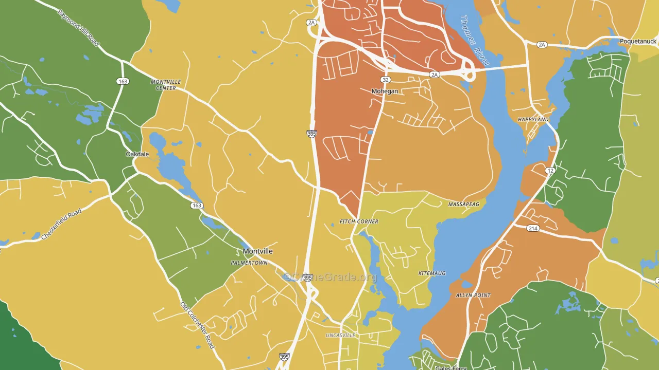 Uncasville, CT Map of Assault Rates
