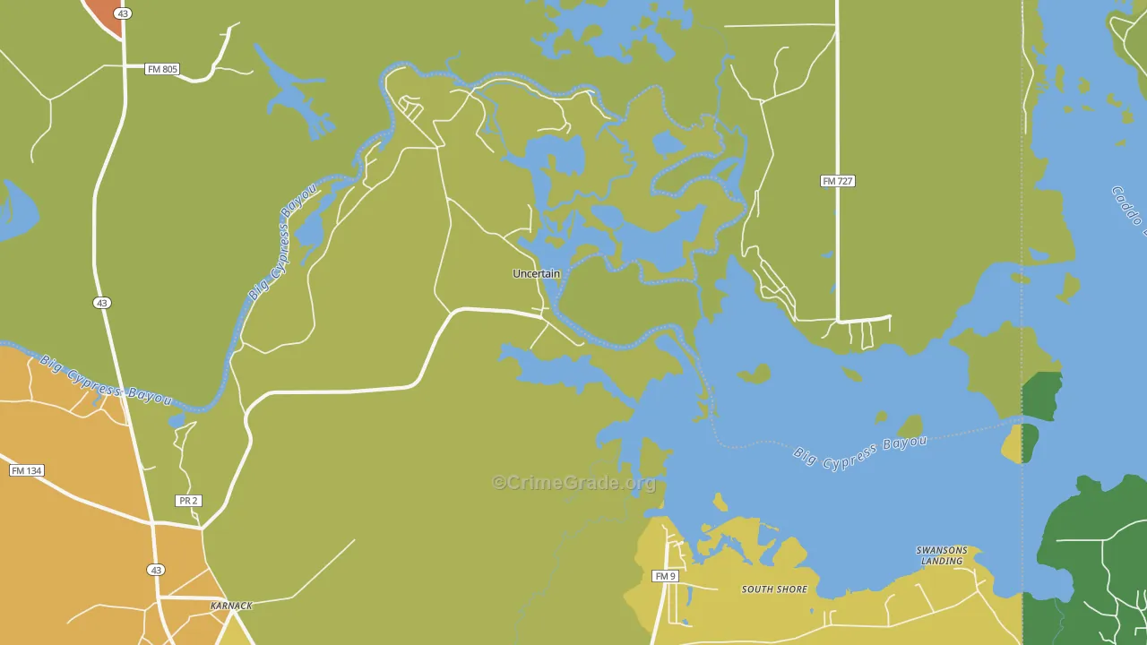 Uncertain, TX Map of Assault Rates