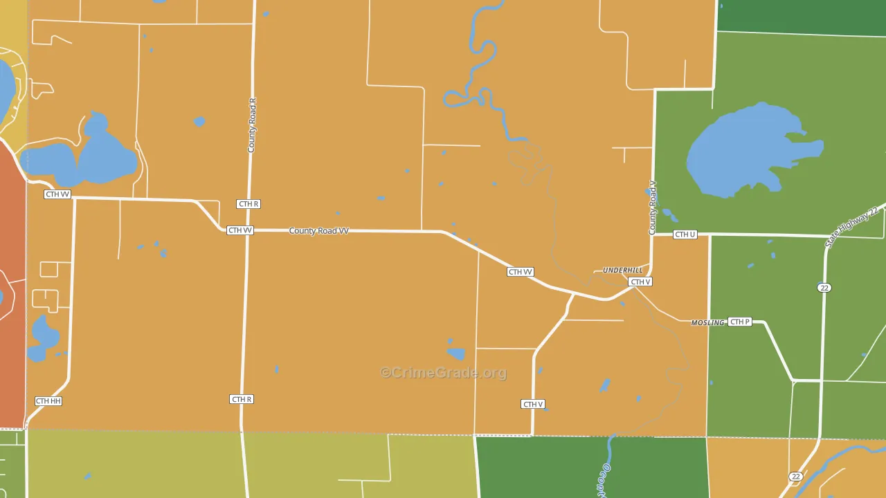 Underhill, WI Map of Assault Rates