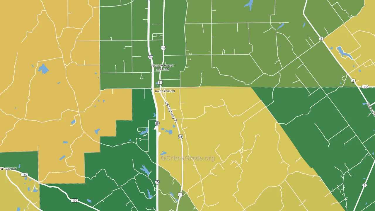 Underwood, IN Map of Assault Rates