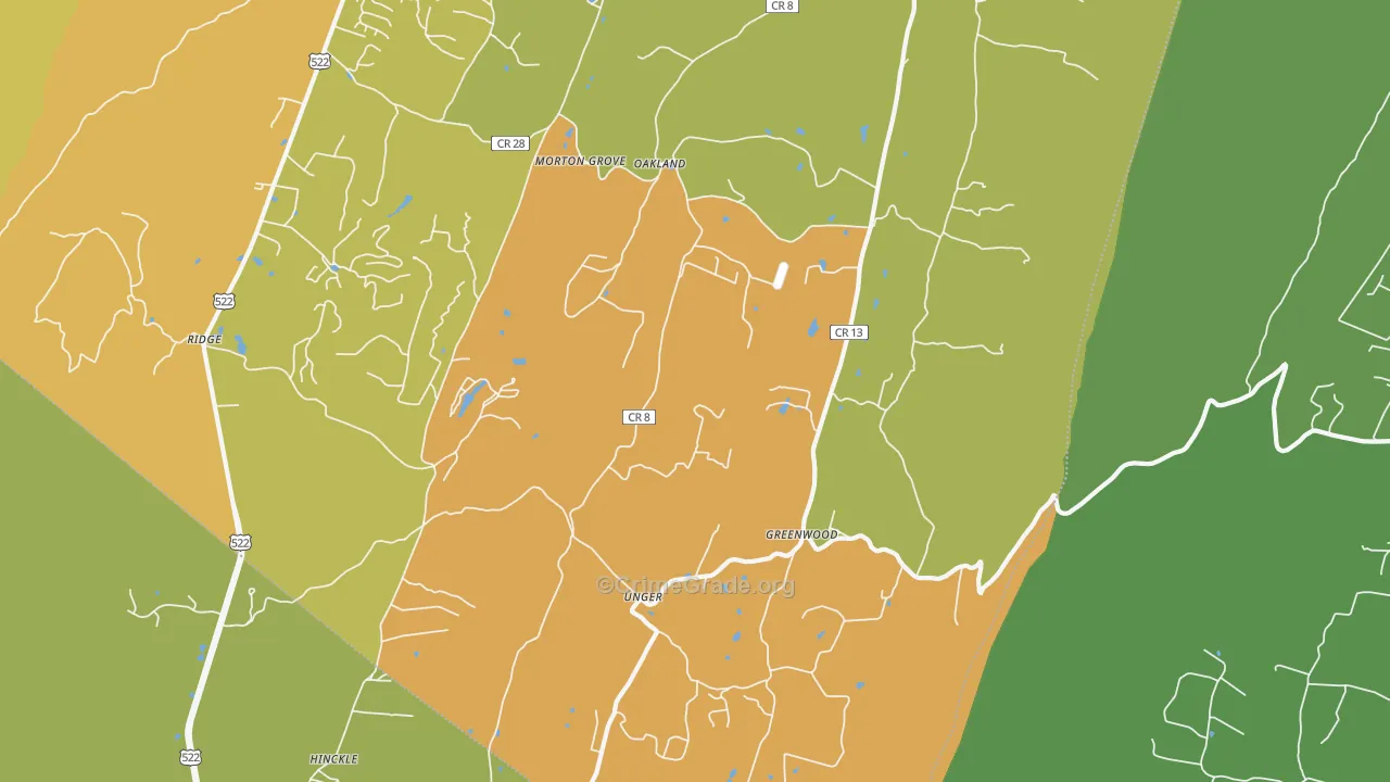 Unger, WV Map of Assault Rates