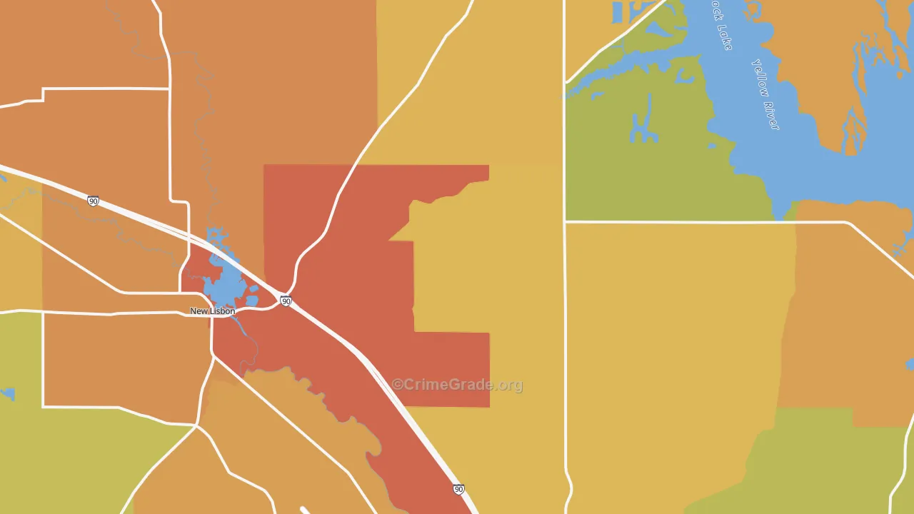 Union Center, WI Map of Assault Rates