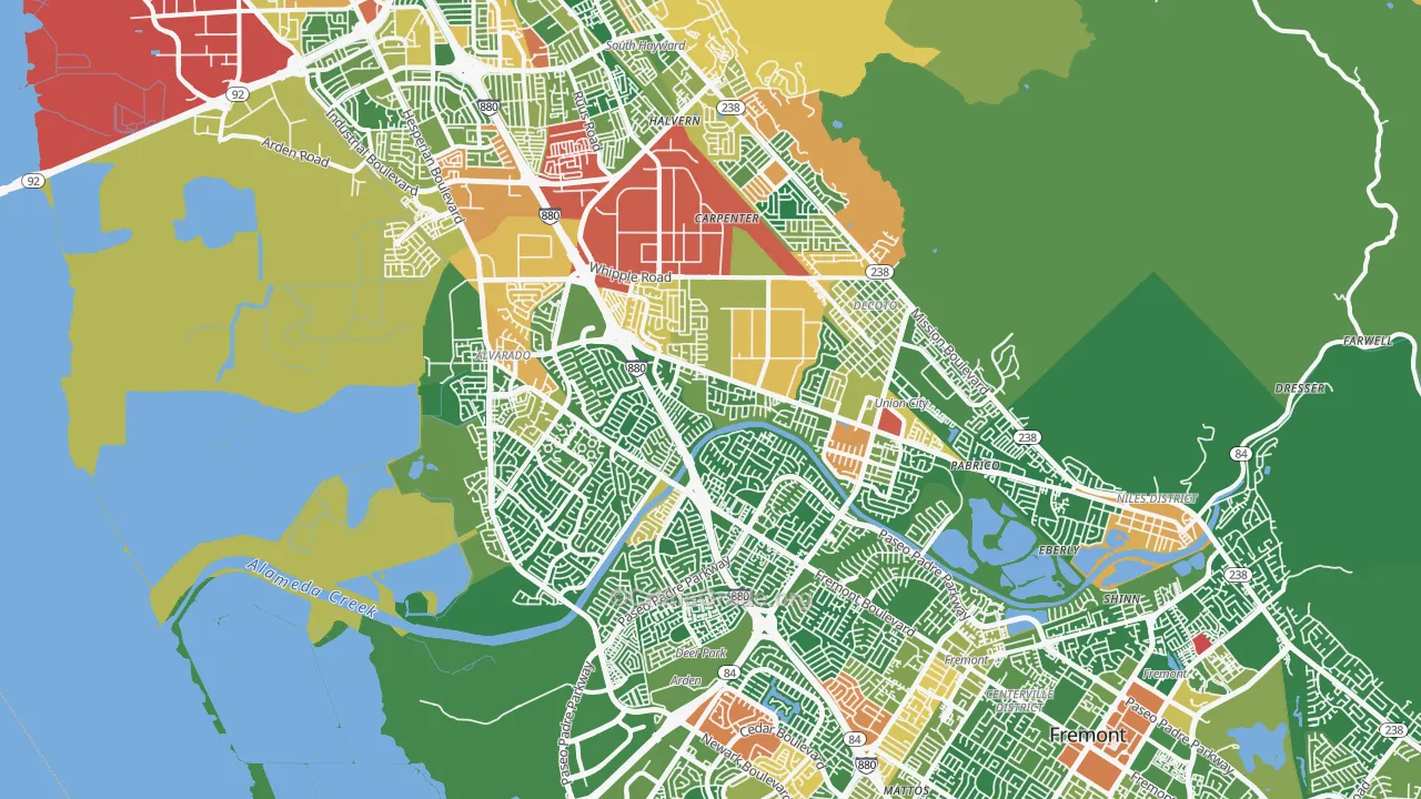 Union City, CA Map of Assault Rates