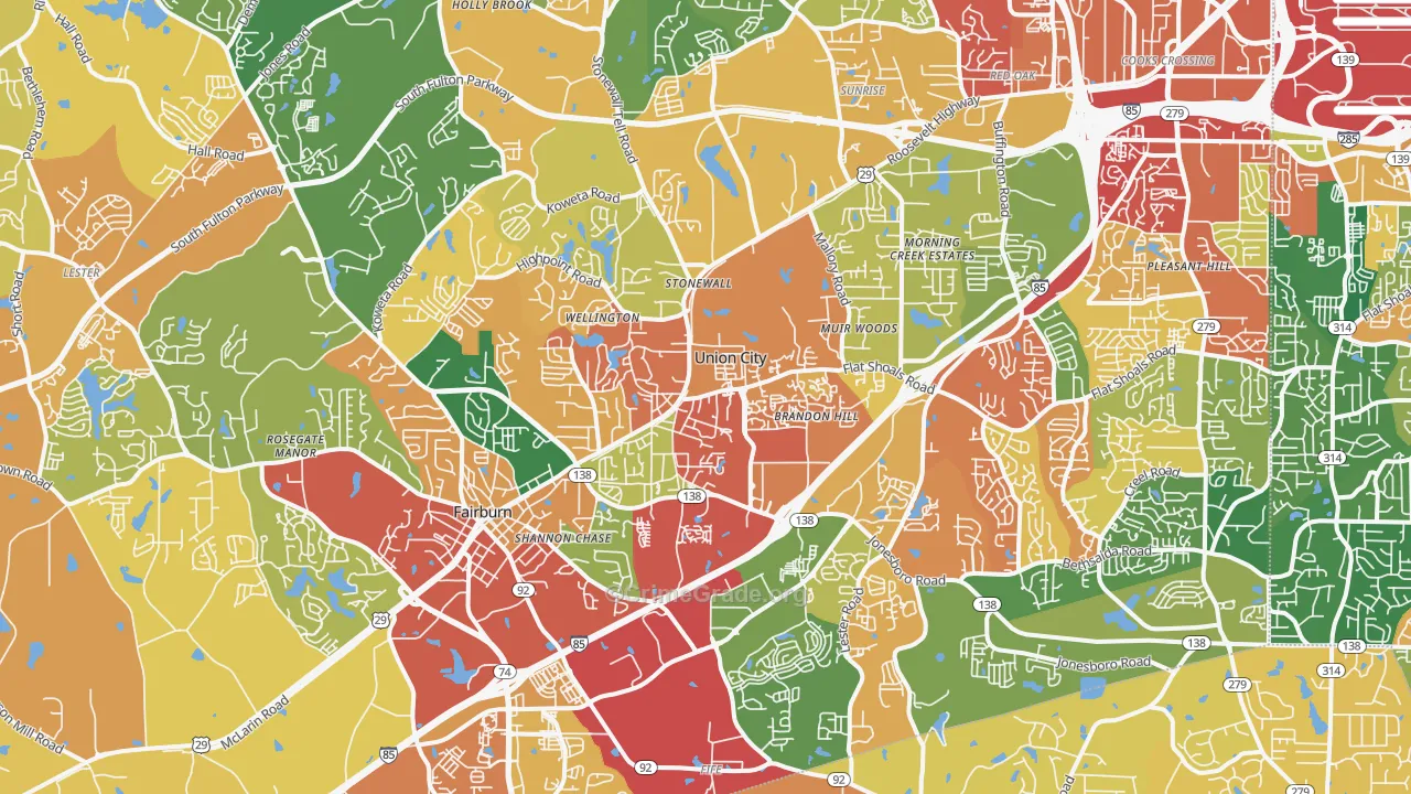Union City, GA Map of Assault Rates