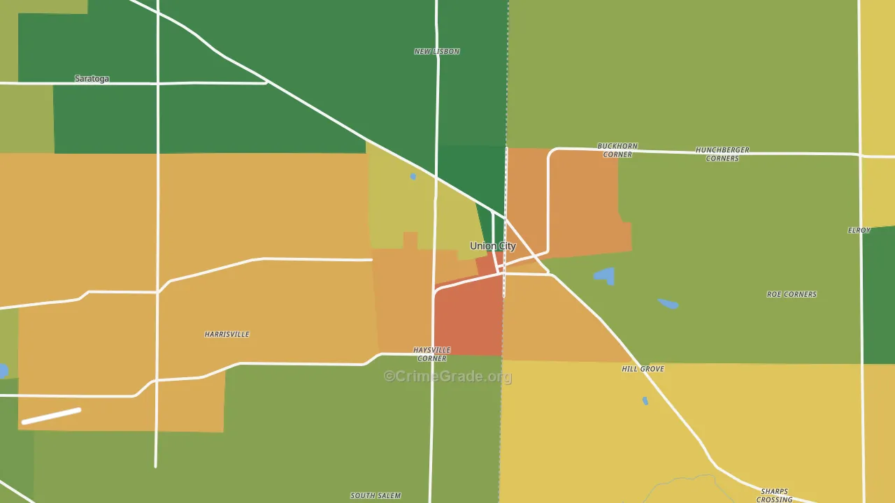 Union City, IN Map of Assault Rates