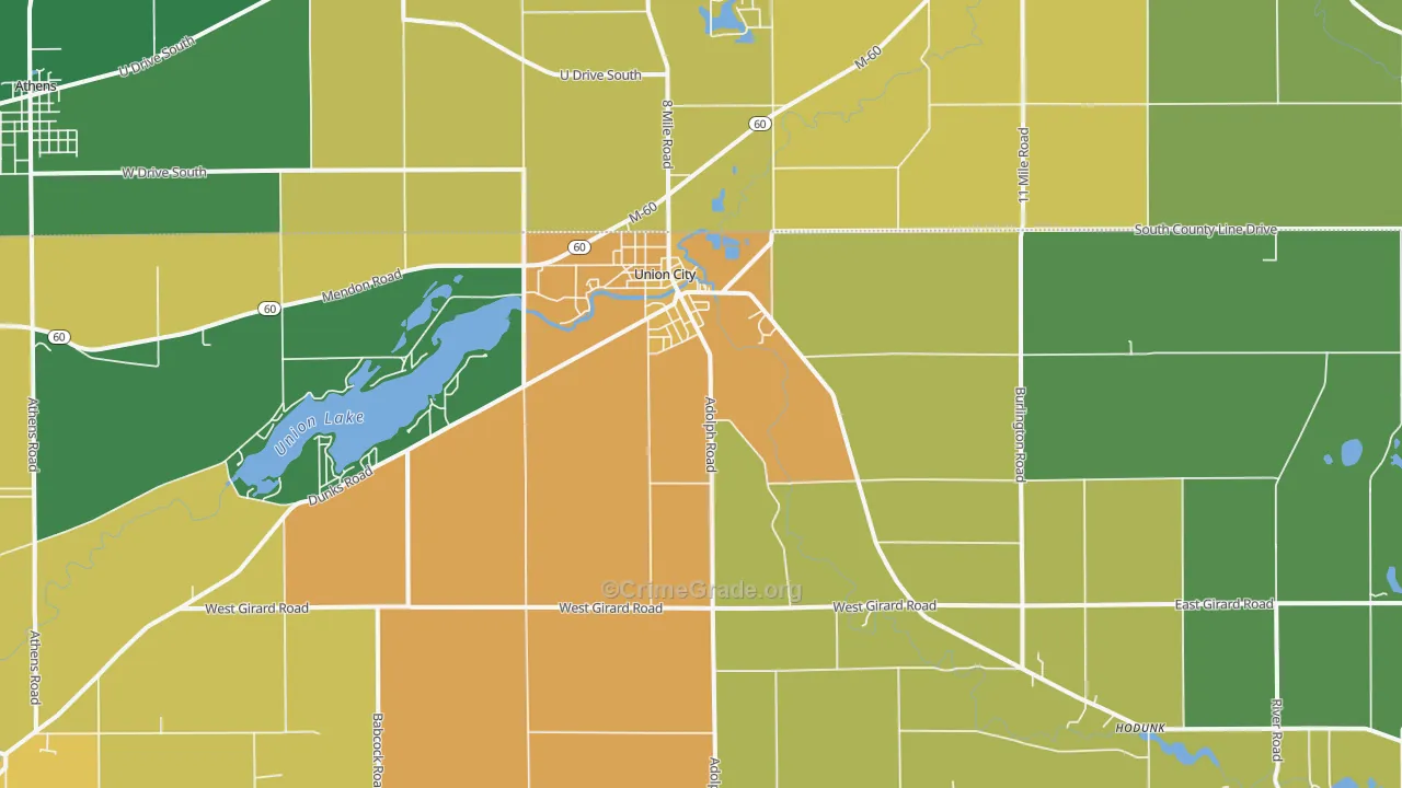 Union City, MI Map of Assault Rates