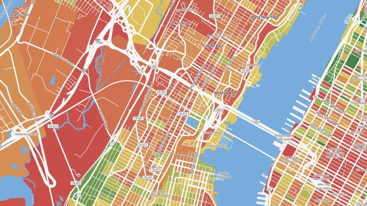 Union City, NJ Map of Assault Rates