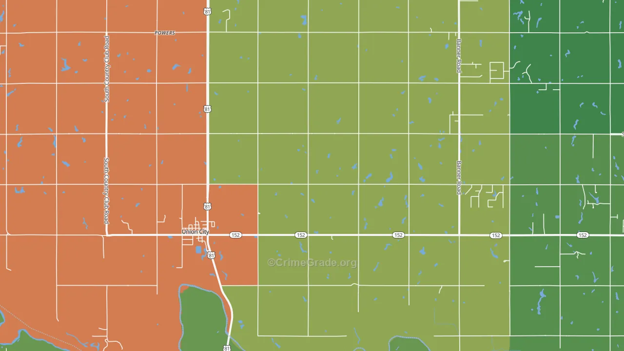 Union City, OK Map of Assault Rates