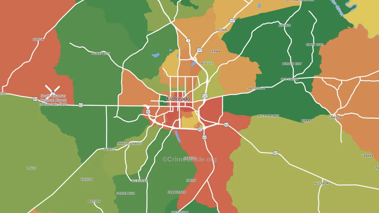 Union County, AR Map of Assault Rates