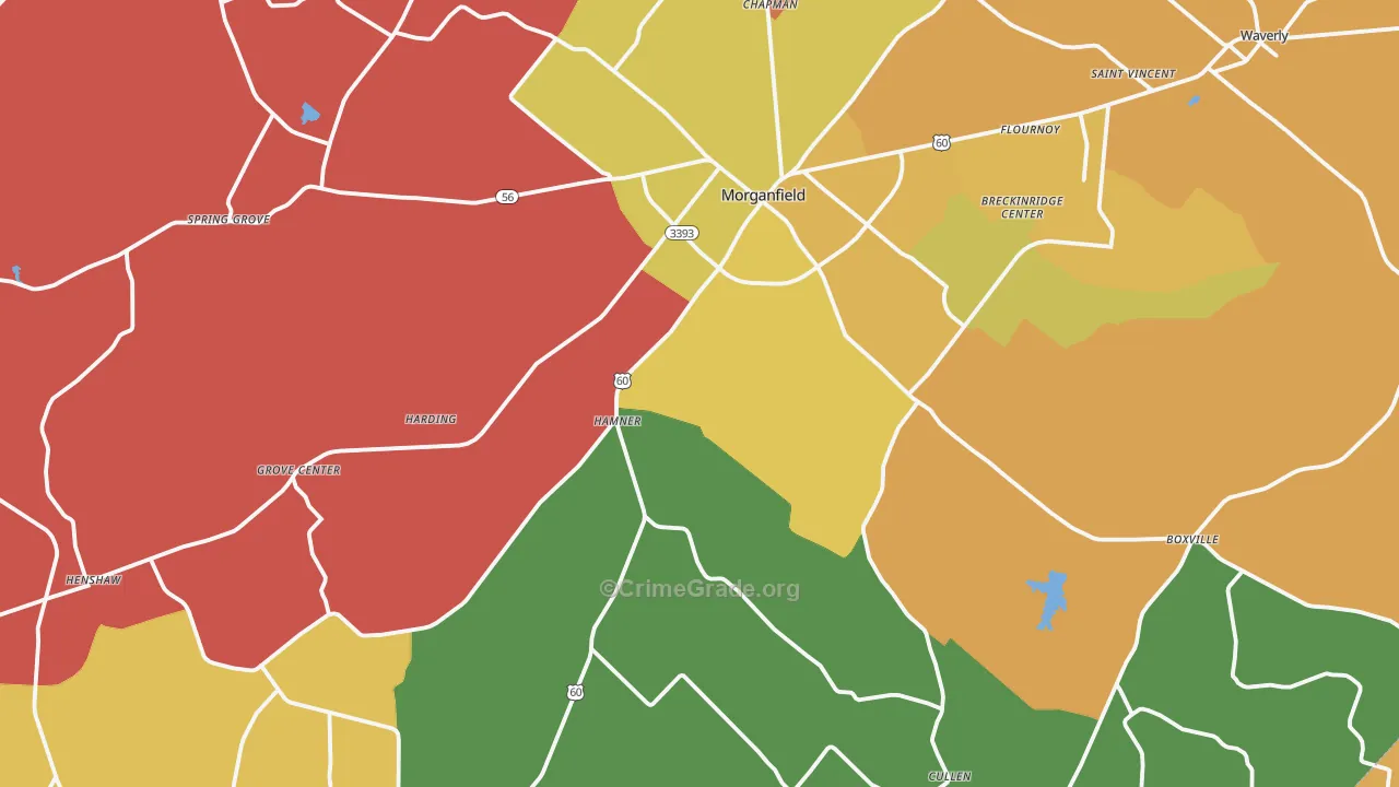 Union County, KY Map of Assault Rates