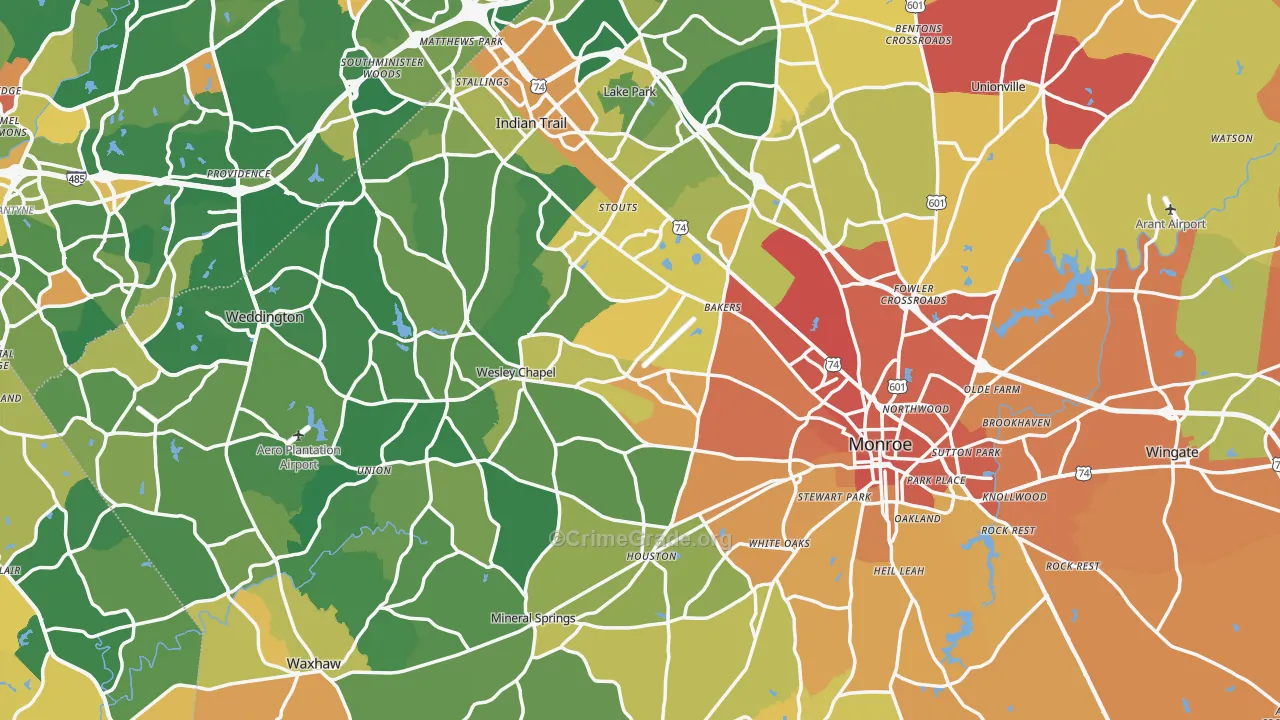Union County, NC Map of Assault Rates